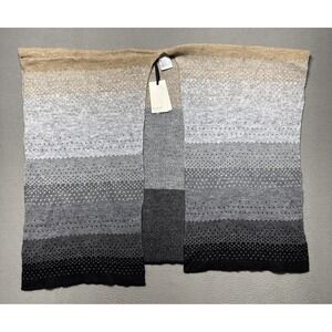 Cocogio Shawl Womens One Size Neutral Alpaca Wool Blend Colorblock Open Wrap New